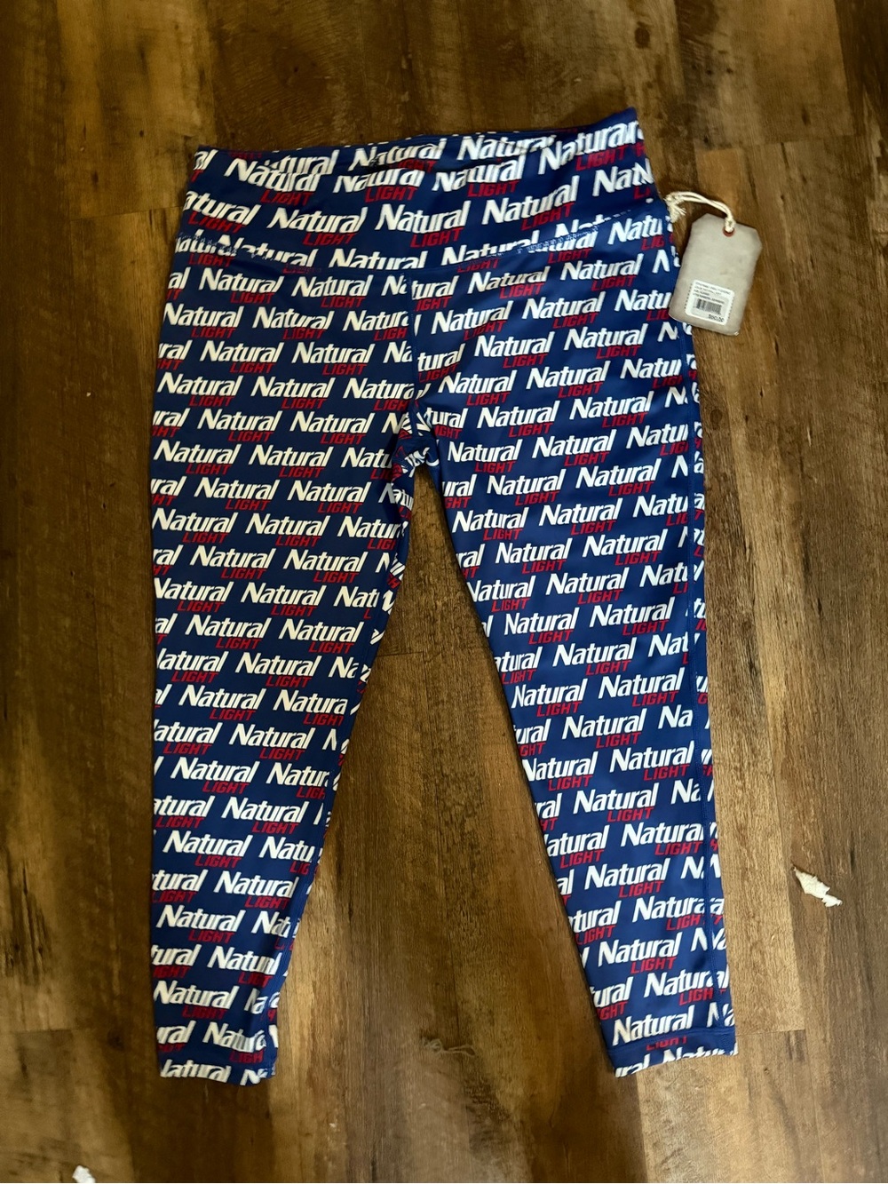 'Natural' Logo Print Women's Leggings - Navy Blue & Red